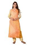 Gosriki Women'S Cotton Blend Straight Printed Kurta With Pant (Isha-Orange_Xxl-Go Orange_Xx-Large),Orange,2,B09S2YZNYQ