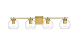 Living District Juelz 4-Light Iron & Glass Bath Sconce In Brass/Clear