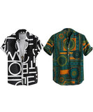 LookMark Men's Cotton Blend Casual Beach Wear Shirts | Stylish Printed Shirts for Men | Comfortable Summer Wear | Party Vacation & Daily Casuals (Pack of 2) (Printed Shirt ADAM Black-Rangoli-L),Black-Multicolor