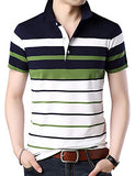 Eyebogler Men Regular Fit T-Shirt T285Hs_White Navy Green_L_White, Dark Navy Blue, Green_L