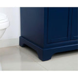 Elegant Decor Americana 36 Solid Wood And Metal Single Bathroom Vanity In Blue