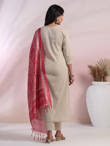 Anni Designer Women'S Rayon Blend Embroidered Straight Kurta With Pant & Dupatta (Jankari Pink_Xxl_Pink_Xx-Large),Pink,2XL,Rayon Blend,Regular,