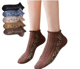 Socks For Women Ankle Length Cotton No Show Low Cut, Multi Color, Floral Print, Pack Of 5 Cool Prints