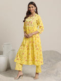 Libas Women'S Cotton Kurta Set (99108O_Yellow_M)