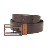 Tommy Hilfiger Clapham MenS Leather Reversible Belt Brown+Black | 3.2Cm Flag Sleek Textured Belt With Matte Gunmetal Buckle |