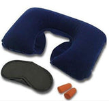 Imegaz Reusable 3 In 1 Air Travel Kit With Pillow, Ear Buds & Eye Mask (Set Of 3)