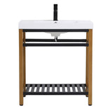 Elegant Kitchen And Bath 30 Inch Single Bathroom Metal Vanity With Shelf - Golden Black