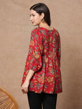 Gosriki Women'S Tunics Tops Rayon Viscose Printed Short Top For Women (Silvi Red-Gs_M_Red_Medium),Red,,B0DVQ4VSYV