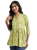 Libas Women'S Cotton Floral Regular Kurta Set (98002O_Green