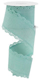 Green Wired Ribbon, Mint 2.5 inch x 10 Yard, Scallop