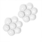 Albedel 2 pcs 3.4 Diameter Flower Paint Palette Glazed Watercolor Painting Mixing Ceramic Palette
