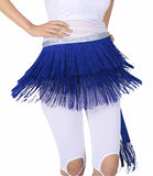 The Dance Bible Women 3 Layer Tassel Belly Dance Hip Scarf Waistband Belt (Blue)