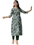 Gosriki Women'S Rayon Blend Straight Printed Kurta With Pant (Oldmi Green-Vks01-Gs_Xl_Green_X-Large),Green,,B0DBLZ1PQC