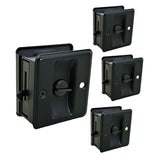 QCAA Solid Brass Sliding Door Pull Door Pocket Matte Black Lockable, 4 Pack