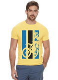 Adro Men'S Bike Rider Printed Cotton T-Shirt (Rn22-2-Bik-Ly_Light Yellow_L)