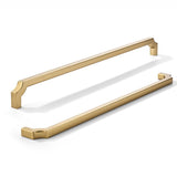 khtumeware 5-Pack 12 Inch Square Brushed Brass Cabinet Pulls, Solid Satin Brass Zinc Alloy Heavy-Duty Handles for Kitchen/Bathro