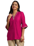 Libas Women'S Silk Blend Solid Straight Kurti (29148 Pink