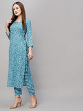 Gosriki Women'S Cotton Blend Printed Straight Kurta With Pant (Dagi Blue-Gs_L_Blue_Large),Blue,,B0CBPRLRSR