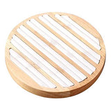 Ujeavette 2Xround Wooden Jewelry Showcase Ring Display Tray Organizer White Leather