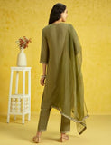 Kaari Rayon Staple 3 PCS Women Kurta Set (KAAAW24WSKD-82020_Mehendi Green_2XL)