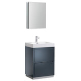 Fresca Valencia 24 Dark Slate Gray Free Standing Modern Bathroom Vanity W/Medicine Cabinet - Faucet Sold Separately