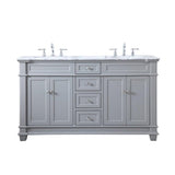 Elegant Decor Wesley 60 Steel And Solid Wood Double Bathroom Vanity Set In Gray