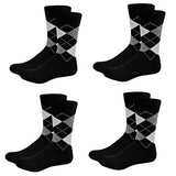 Pinkit MenS Classic Diamond Cut Organic Cotton Socks (Pack Of 4 Pairs, Black Color)