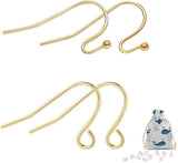 14K Gold Earring Hooks Real Hypoallergenic 100Pcs Ball Dot Ear Wires + Fish Hooks Jewelry Making Supplies Findings with 100Pcs C