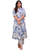 Gosriki Women'S Rayon Viscose A-Line Printed Kurta With Pant (Dishaan Blue-Vks01-Gs_S_Blue_Small),Blue,,B0F54F49JY