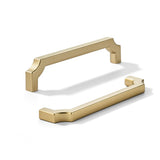 khtumeware 10-Pack 5 Inch Square Brushed Gold Cabinet Pulls, Solid Satin Gold Zinc Alloy Heavy-Duty Handles for Kitchen/Bathroom