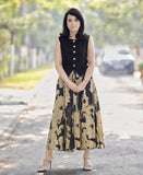 Anni Designer Women'S Rayon Viscose Printed Skirt And Top Dress Set (Bakul Black_Xxl_Black_Xx-Large),Black,2XL,Rayon,Shirt,