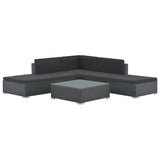 vidaXL 6 Piece Garden Lounge Set with Cushions Poly Rattan Black