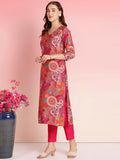 Gosriki Women'S Rayon Blend Straight Printed Kurta With Pant (Krum Pink-Vks01-Gs_S_Pink_Small),Pink,,B0DRNPM7YD