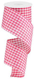 Gingham Check Wired Edge Ribbon, 2.5 x 10 Yards (Dark Pink, White)