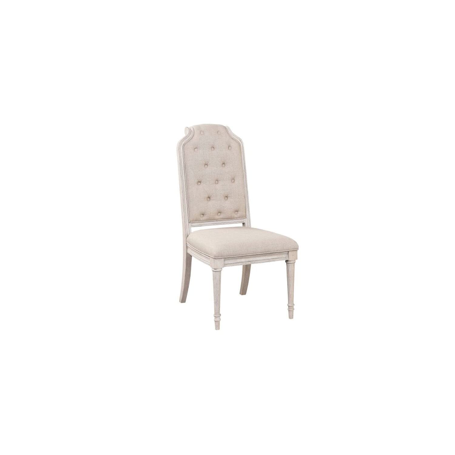 Acme Wynsor Side Chair (Set-2), Fabric & Antique Champagne
