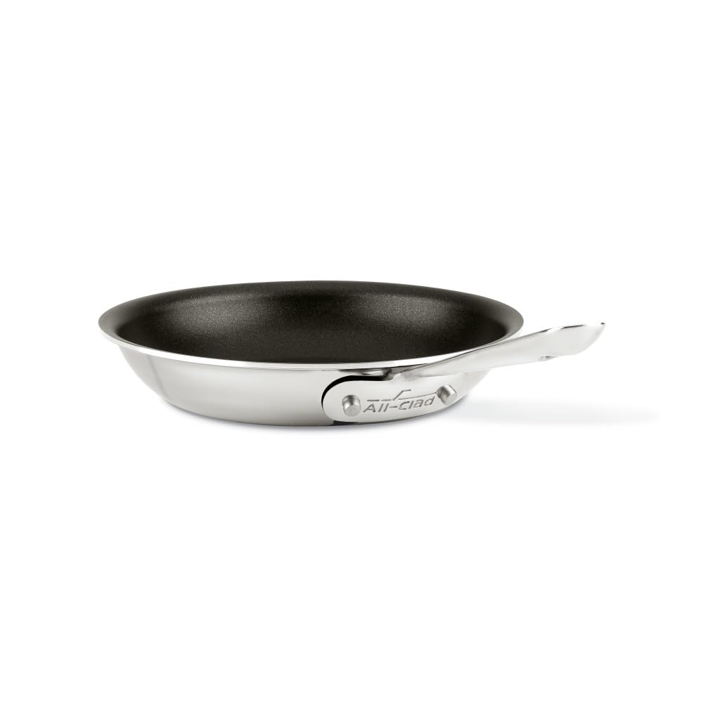 All-Clad D3 3-Ply Stainless Steel Fry Pan 8 Inch Induction Oven Broiler Safe 600F Pots And Pans, Cookware Silver