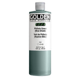 Fluid Acrylics by GOLDEN, Phthalo Green (Blue Shade), 16 fl. oz. Bottle, Professional Acrylic Paint, Transparent