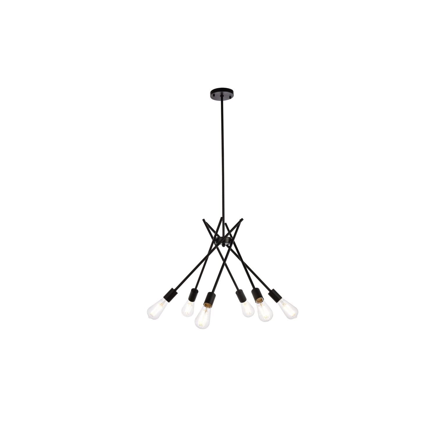 Living District Lucca 6-Light Mid-Century Metal Pendant In Black