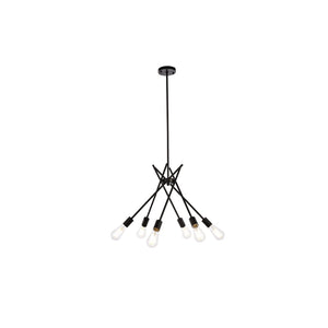 Living District Lucca 6-Light Mid-Century Metal Pendant In Black