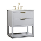 Elegant Decor Larkin 30 Solid Wood Mdf Single Bathroom Vanity In Gray