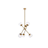 Living District Axl 6-Light Mid-Century Metal Pendant In Brass And Clear