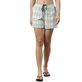 Enamor Essentials Women's Mid Rise Relaxed Fit Thigh Length Breathable Pure Cotton Shorts with 2 Side Pockets - E062(E062-Fern Diamond Aop-M),Fern Diamond Aop