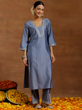 Libas Women'S Silk Blend Yoke Design Kurta Sets (Gs921_Grey_Xl)