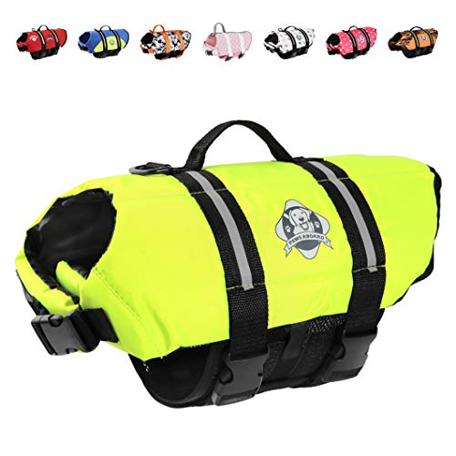 Paws Aboard Dog Life Jacket, Fashionable Dog Life Vest For Swimming And Boating - Neon Yellow