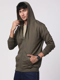 Adro Mens Cotton Solid Zipper Hoodie Sweatshirts (Zh23-Pln-Ol_Olive_L)