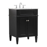 Elegant Decor Park Avenue 24 Solid Wood & Metal Single Bathroom Vanity in Black