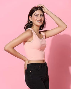 Toplot Women'S Solid Ribbed Round Neck Sleeveless Slim Fit Tank Top (Tank-Top-5069-Peach-M),Peach,,B0CGJ17PF1