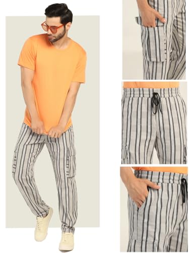 Toplot Men'S Regular Casual Pants (Strip-Trouser-5206-Off 36_Off White,Off White,36,B0DJKXXHKG