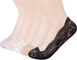 Pursue Fashion Multicolour Ultra Thin Transparent Net Crystal Elastic Loafer Socks With Little Flowers For Women/Girls Pack Of 