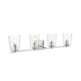 Living District Kacey 4-Light Iron & Glass Bath Sconce In Chrome/Clear